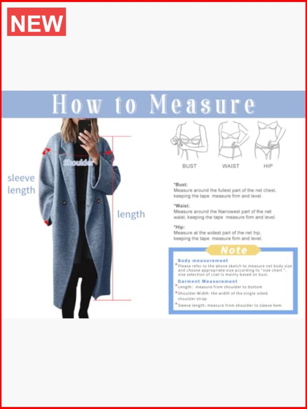 Women's Double Breasted Wool Coat Long Sleeve Notch Lapel Trench - Picture 2 of 2